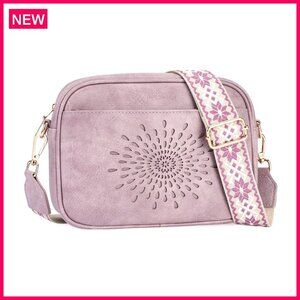 Quilted Vegan Leather Crossbody Bag with Adjustable Strap, 9.3x7.9x3.3